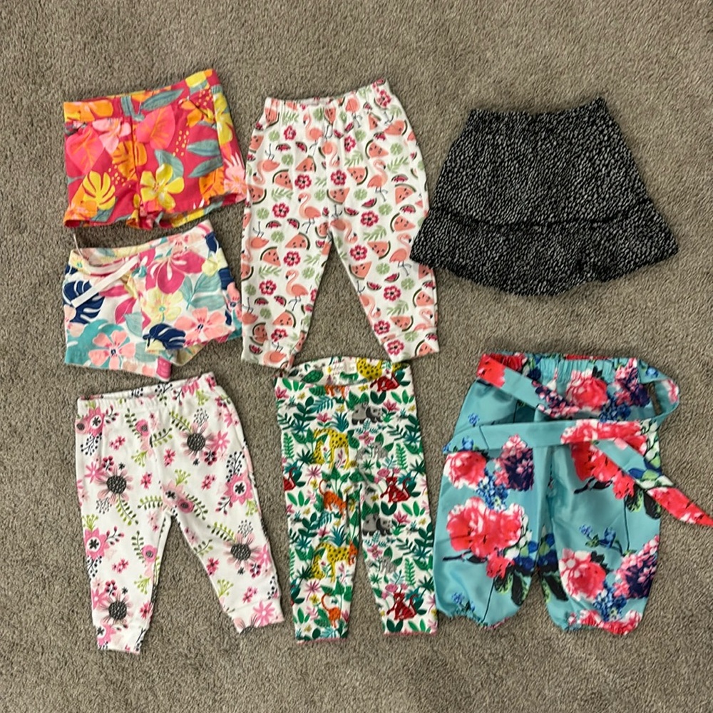 6-9 month baby girl bottoms lot